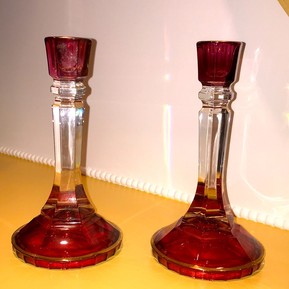 2 crystal candlesticks - Picture 3 of 10